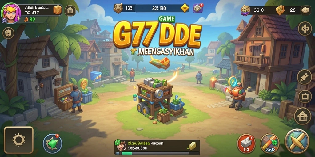 Tampilan gameplay Idle 77RP dengan karakter yang sedang berkembang.