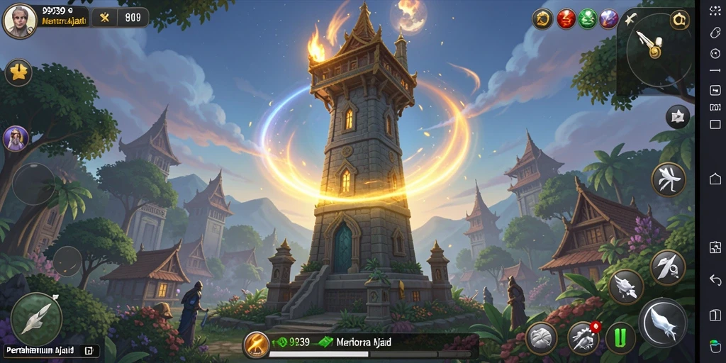 Tampilan gameplay menantang di 9939 dengan strategi Tower Defense.