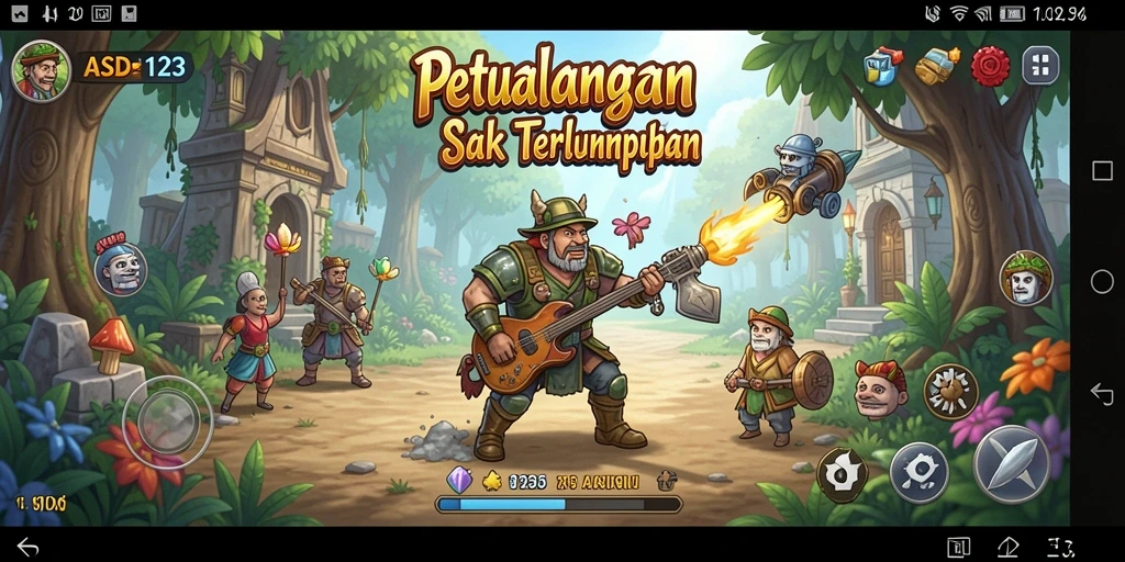 Tangkapan layar menampilkan aksi seru dalam petualangan ASD123.