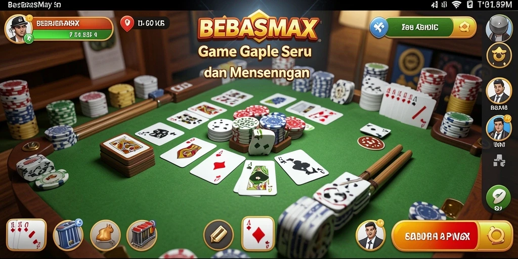 Tampilan gameplay BEBASMAX, menghadirkan keseruan bermain Gaple.