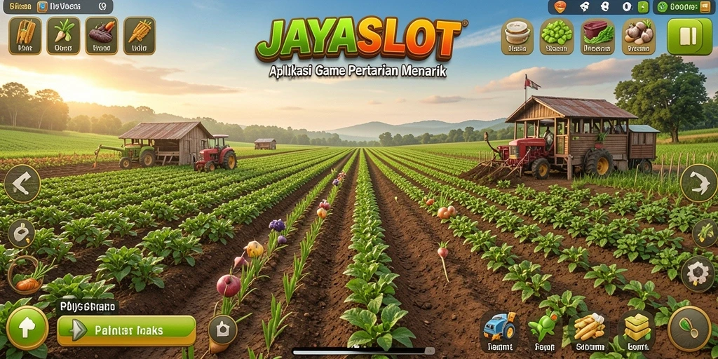 Tampilan mendetail gameplay pertanian di JAYASLOT