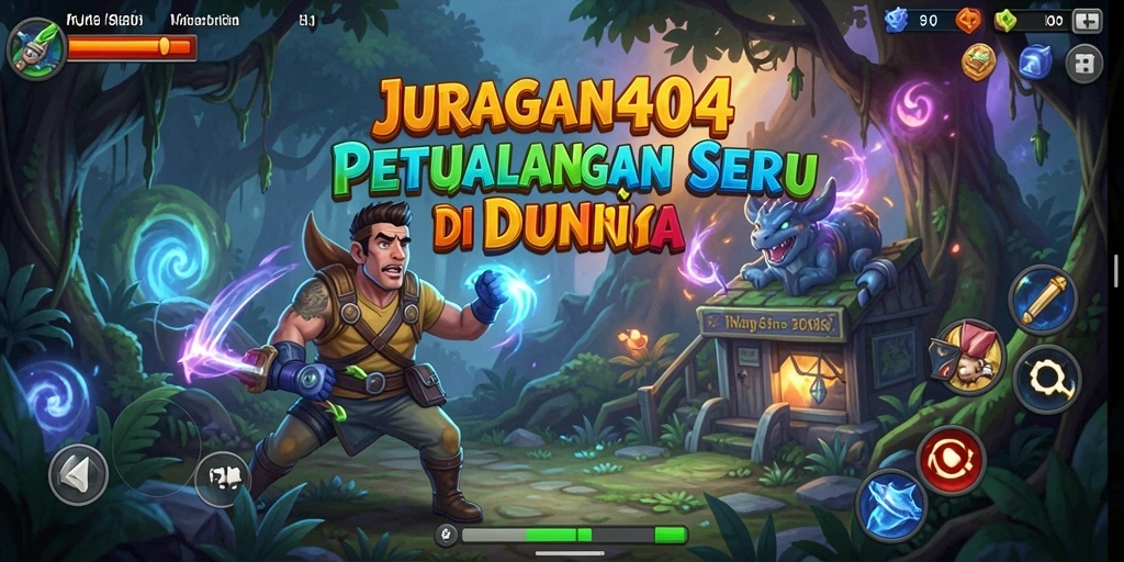 Tangkapan layar menunjukkan karakter menjelajahi dunia petualangan yang penuh warna.