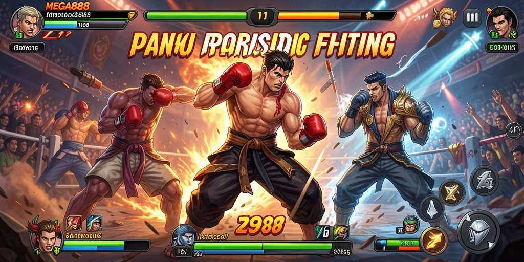 Gameplay seru MEGA888 menampilkan pertarungan mendebarkan antara karakter-karakter unik.