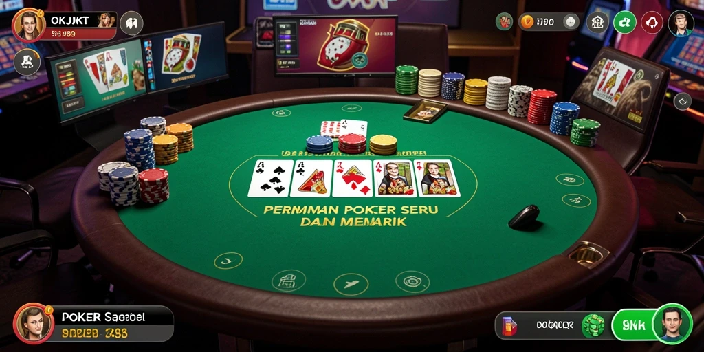 Tampilan gameplay menarik dari OKJKT yang menampilkan aksi Poker seru.