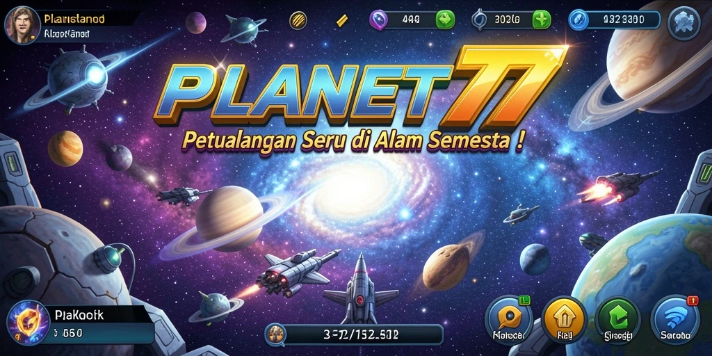 Tampilan intens dari gameplay PLANET77 saat melawan musuh di luar angkasa.