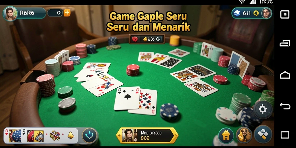 Screenshot gameplay R6R6 menampilkan suasana bermain Gaple yang seru.