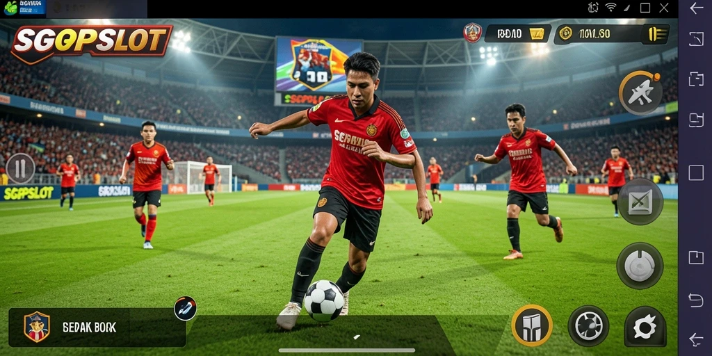 Screenshot gameplay SGPSLOT dengan aksi seru sepak bola.